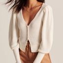 Abercrombie & Fitch  White Pointelle Cardigan Sweater Photo 0