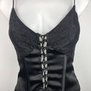 ZARA  Black Lace Satin Lace-Up Sleeveless V-neck Spaghetti Strap Corset Top XS Photo 2