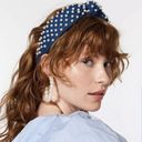 Lele Sadoughi Like New!  Navy Blue Velvet Headband with Pearls Photo 0