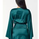 Blue Blush  Emerald Long Sleeve Satin Drape Mini Dress Sz M NEW Photo 2