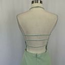 AQUA Women's Formal Dress by  Size 8 Green Crepe Beaded Backless Long Halter Gown Photo 5