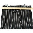 J.Jill  Pants Womens L Black Tan Stripe Linen Stretch Crop Wide Leg Paper Bag Tie Photo 5