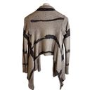 FATE. Cream and Gray Boho Long Cardigan Wrap Art Deco Wool Blend Size Med Photo 2