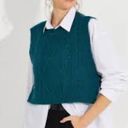 Talbots Teal Sweater Cable Knit Vest Medium Photo 5