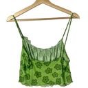 Boutique  Y2K Green Floral Mesh Cropped Tank Top XL Photo 1