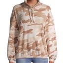 Derek Heart  Tan Cream Cinched Waist Funnel Neck Camo Sweatshirt hoodie Photo 0