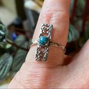 The Moon Copper Blue Turquoise Phase Hammered Sterling Silver Ring Size 6.5 Photo 0