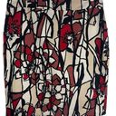 Ann Taylor  Floral Red, Black, & Tan, Stained Glass Print Pencil Skirt Size 12 Photo 0