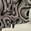 90s Y2K Swirl Marble Button Up Sleeve Shirt Grey Black Groovy 70s Small/Medium Photo 5