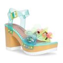 Betsey Johnson  Beckket Turquoise Multi Transparent Flower Sandals Photo 0