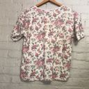 Erika Vintage  Petites XL Button Top Cream Pink Floral Short Sleeve Top Photo 4