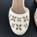 Unisa  Unareia Cream Embroidered Eyelet Ankle Strap Espadrille Wedge Sandals 8 Photo 5