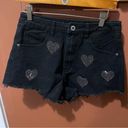 Cider GUC  Rhinestone Heart Ripped Denim Shorts Size Small Photo 2