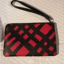 Coach NWOT  Plaid Black & Red Wristlet G1780  2 Credit Card slots RARE Corner Zip Photo 1