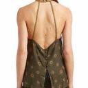 Free People Through The Night Boho Green + Gold Sun Print Halter Blouse Size M Photo 2