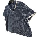 L.L.Bean  Polo Shirt Womens 3XL Blue White Polka Dot Relaxed Fit Short Sleeve Top Photo 1