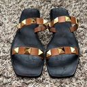 Bamboo Tan Square Toe Studded Sandals Photo 5