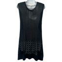 margaret o'leary  Black Mesh V-Neck Swim Cover Up Chevron Tunic Tank Top size S Photo 2