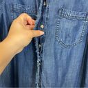 Chico's Chico’s Chambray Roll Tab Sleeves Frayed Button Down Shirt Size 12 Photo 4