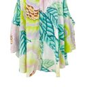 Mara Hoffman  Tropical Print Pastel Cold Shoulder Button Up Collared Shirt Top Photo 4