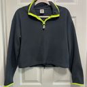 PINK - Victoria's Secret Victoria’s Secret PINK CROPPED Fleece Half Zip SMALL GRAY neon yellow Photo 0