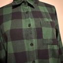 Betty Boop EUC  Green and Black Plaid Button Down Flannel with pocket size small Photo 1