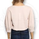 Young Fabulous and Broke YFB  Miranda Linen Blend Twist Front Crop Top Cream Size S Photo 5