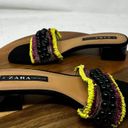 ZARA  Sandals Womens Black Hand Beaded Fringed Mule Slide Sandals Size 41 Photo 5