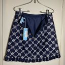 Draper James  NWT blue & white print ruffle hem two pocket back zip mini skirt 6 Photo 5