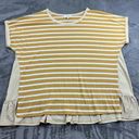 Umgee  Blouse Womens Size 1X Striped Boxy Boutique Yellow Boho Preppy Classic Photo 4