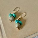 Vintage “Lana” Blue Mini Conch Seashell Earrings Gold Dangle Mermaidcore Coastal Jewelry Photo 1