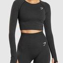 Gymshark Vital Seamless 2.0 Long Sleeve Crop Top - Black Marl Photo 0