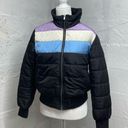 Popsugar  puffer coat black block stripe Medium NWT Photo 0