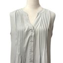 BCBGMAXAZRIA  Womens Blouse Solid Gray Sleeveless Button Front Tuck Pleated S Photo 1