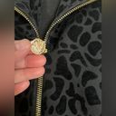 Anne Klein Black Velvet Leopard Print Zip Up Gold Hardware Jacket Blazer Size M Photo 7