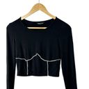 SheIn  Black & White Long Sleeve Lightweight Cropped Top Shirt Size 4 Photo 4