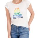 Style & Co White XL Scoop Neck Rainbow Words Tee Photo 0