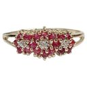 Ruby  + Diamond 10K 10KT Yellow Gold Flower Cluster Design Ring Sz 6.75 Photo 0