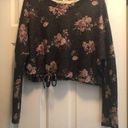 Wishful park Size large charcoal gray floral flower sweatshirt cropped long sleeve Photo 0