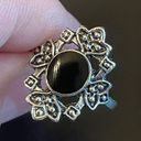 Onyx Vintage black  silver plated woman ring size 6.5 Photo 5