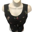 EXPRESS VTG Cropped Button Front Black Floral Embroidered Vest Size 3/4 Dressy Party Photo 4