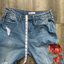 Cello  Embroidered Rose Floral Distressed High Waisted Jeans Frayed Hem Size 5 Photo 5