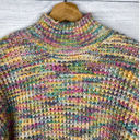 The Moon Sugar Womens Thick Knit Mock Neck Chunky Rainbow Sweater Size XS Colorful Photo 4