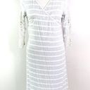 Soft Surroundings  gray white stripe faux wrap crochet sleeve dress nightgown Photo 2