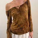 Y2K F21 Brown Printed Boho Peasant Flare Sleeve Top Size L Photo 2