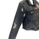 Vervet Classic Crop Fit Distressed Denim Jean Jacket S Medium Blue Non- Stretch Photo 2