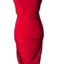 Club L  London Red Strapless Side Ruched Midi Tube Dress Photo 34