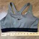 Nike  Dri Fit Sports Bra Removable Pads Grey Black Swoosh Racerback ~ Size M Photo 10