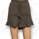 Love Streak  Paperbag Ruffled Hem Tasseled Olive Green Pull On Shorts Size XL Photo 0