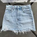 AGOLDE Distressed Denim Quinn High Rise Jean Mini Skirt in Vega Blue - Size 25 Photo 0